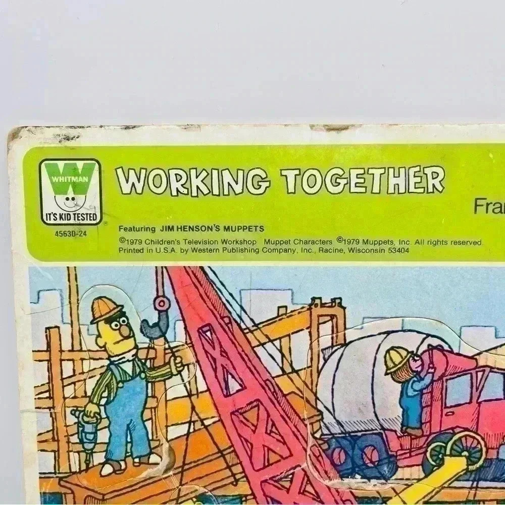 Vintage Whitman "Working Together" Frame Tray Sesame Street Puzzle - Picture 2 of 9